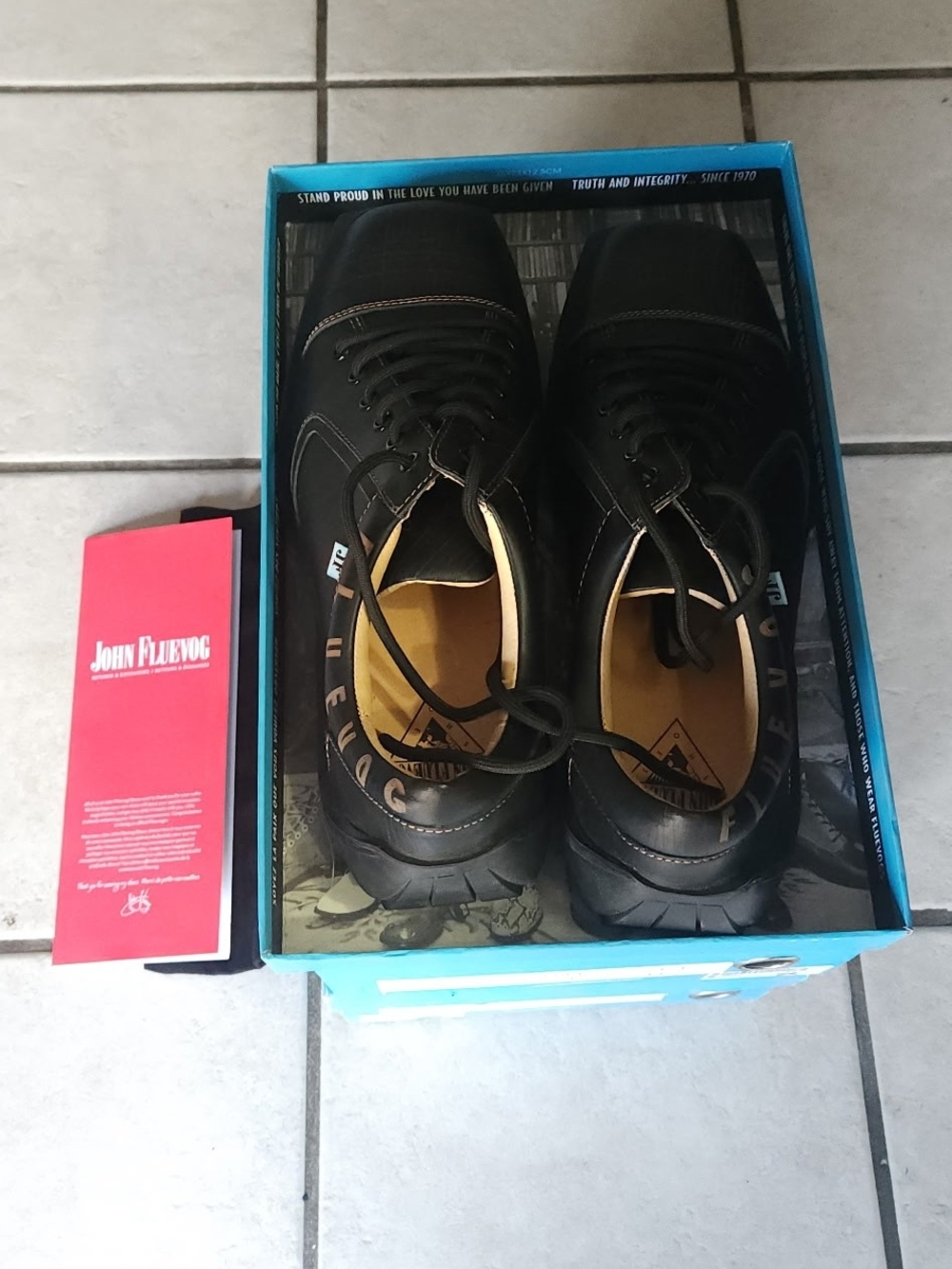John Fluevog Men’s Black Leather Lace-Up Shoes